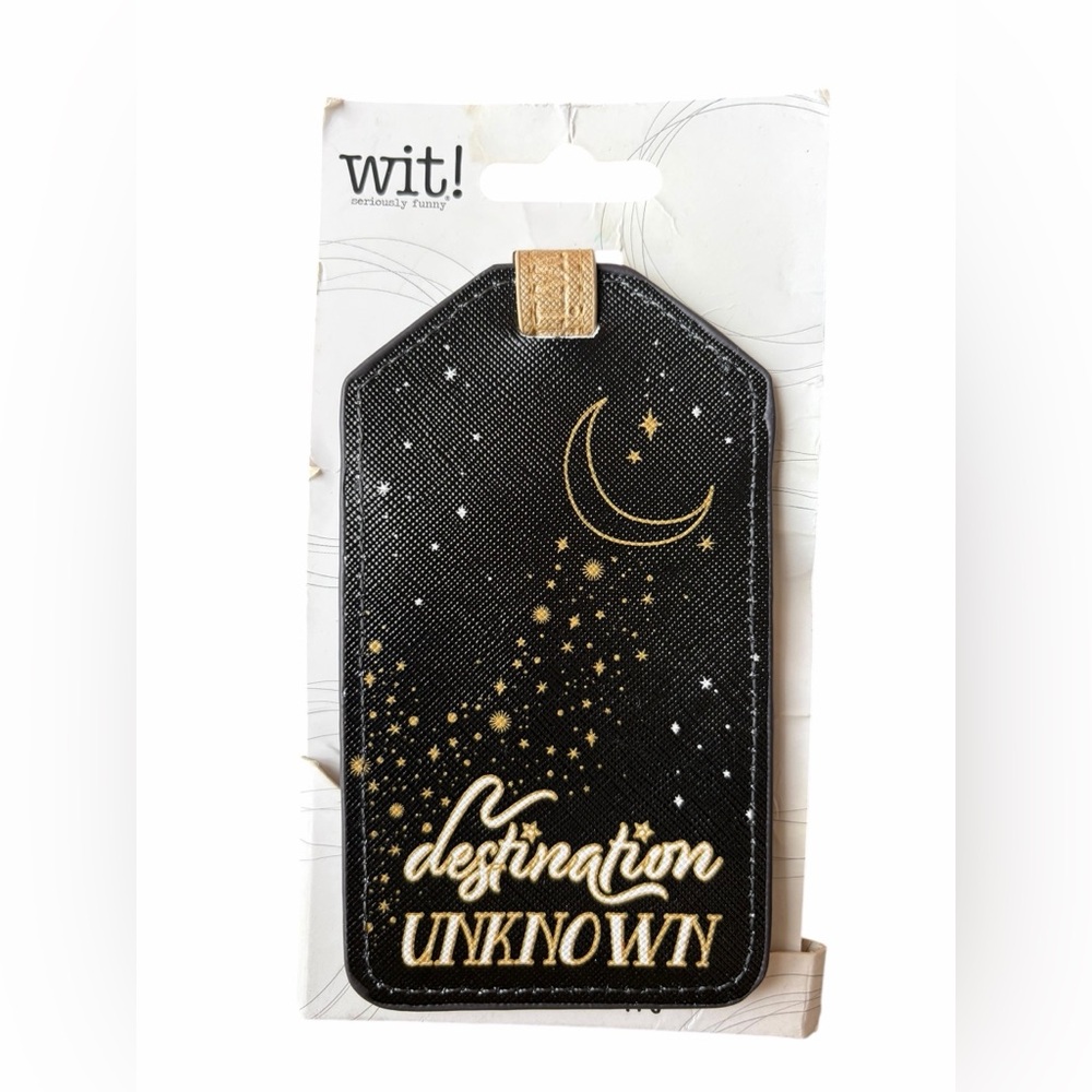 Black and Gold “Destination Unknown” Luggage Tag